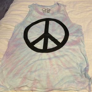 Chaser Brand tie dye peace sign tank top